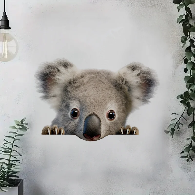 90970# Cute Koala Peeking Out with Big Eyes Toilet Stickers Bright Wall for Home Cabinet Door Decoration Vinyl Car Decals