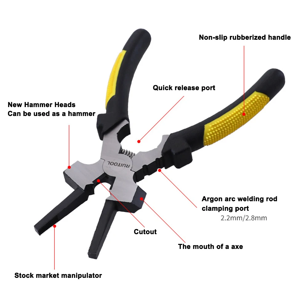 7-inch Electrode Holder Multifunctional TIG MIG Welding Clamp Practical Soldering Pliers with 34mm Maximum Opening