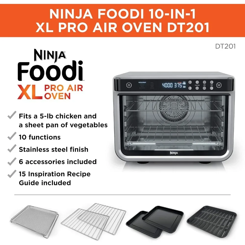 DT201 Foodi 10-in-1 XL Pro Air Fry Digital Countertop Convection Toaster Oven with Dehydrate and Reheat,