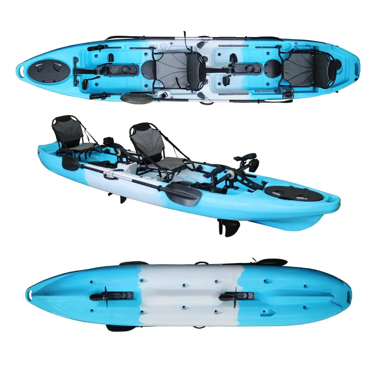 Vicking 14ft Wholesale Cheap Double Seat 2 Person Fishing Kayak with Propeller Pedal Drive Ship To The Port
