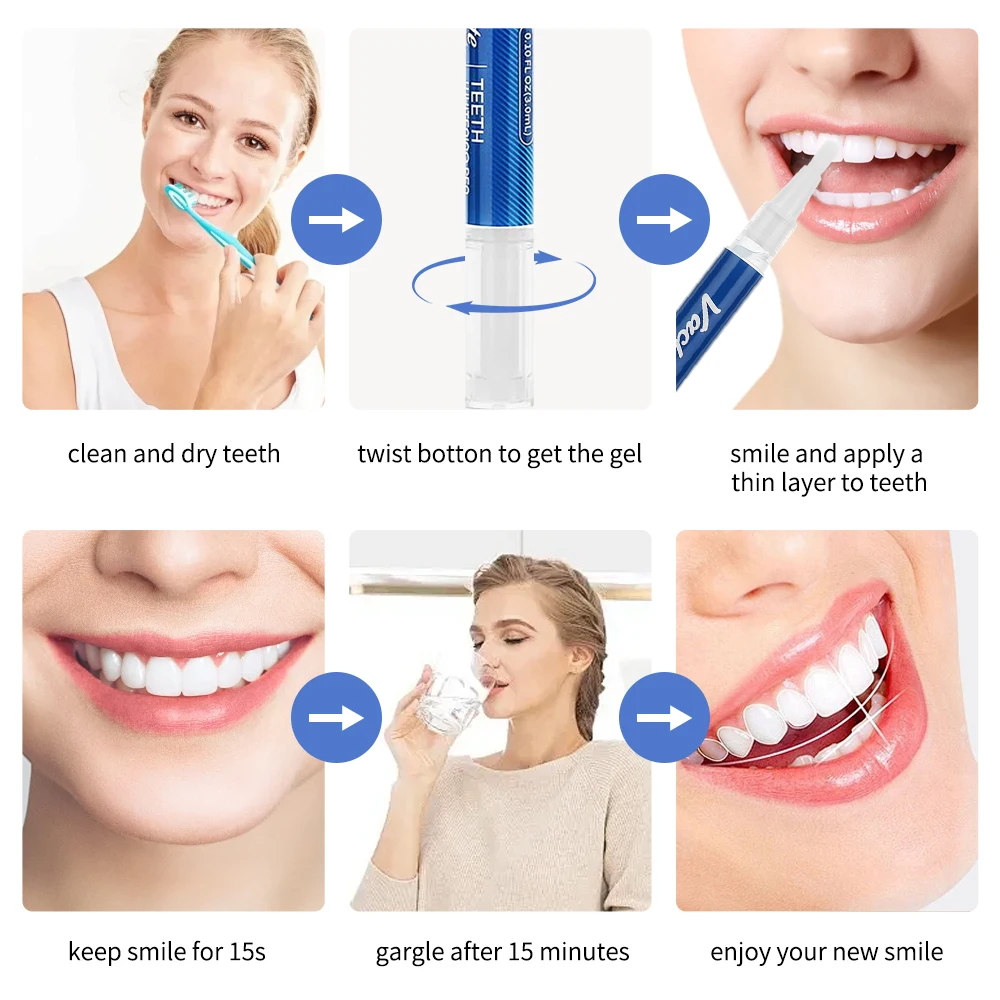 Vaclav Teeth Whitening Pen Tooth Whitening Gel Tooth Bleach Gel Whitener Remove Stains Oral Hygene