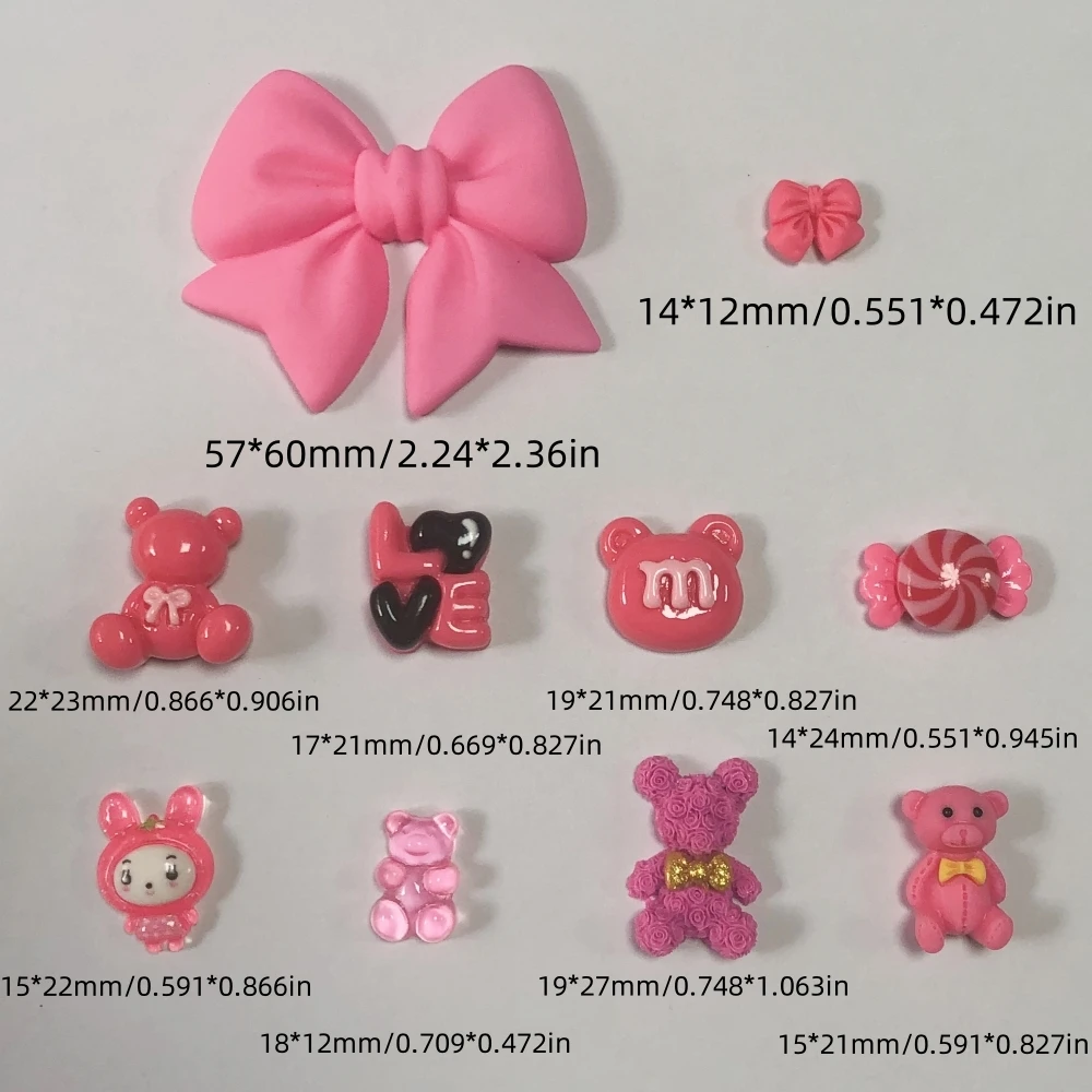 Cartoon Big Bowknot Rhinestone Skull Head Love Star Bone Candy Capsule Lock Resin Charms Decor Junk Phone Case Accessories 5