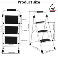 JHK 3 Step Ladder Folding Step Stool with Anti-Slip Pedal 330lbs Capacity Sturdy Steel Portable Heavy Duty Step Stool for Home 2