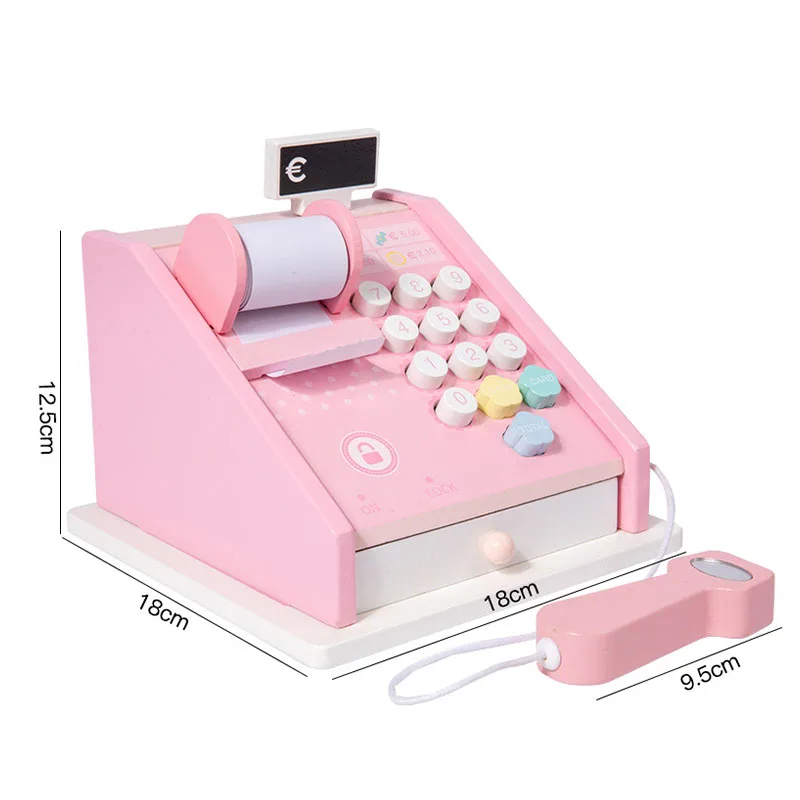 New Play House Toys Wooden Cash Register Toys Simulation Supermarket Checkout Counter Children Role-Play Girl Birthday Gift