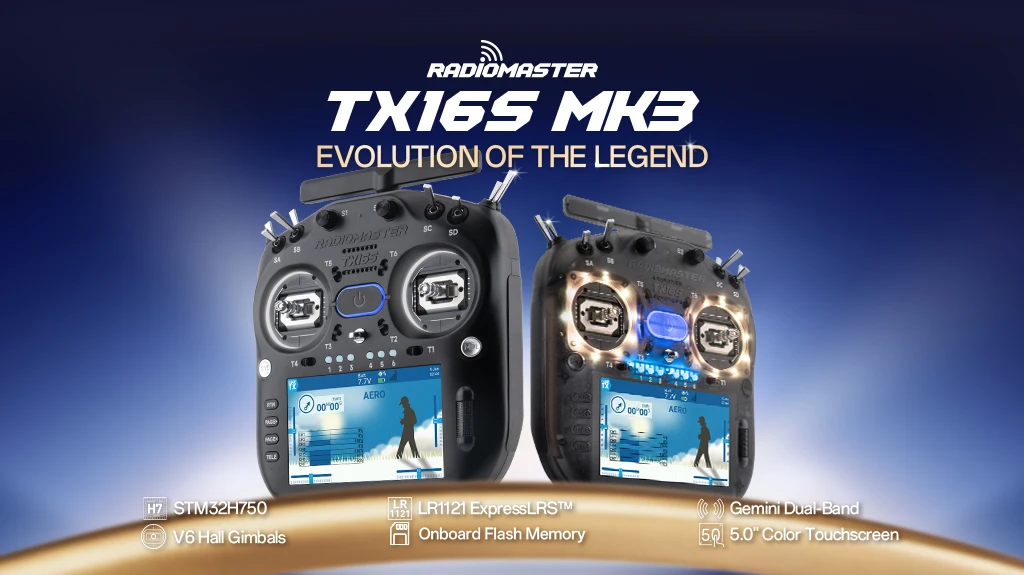 RadioMaster TX16S MK3 Двухдиапазонный Gemini V6 Hall Gimbal Экран тактильный IPS 5 дюймов EdgeTX ExpressLRS Radiocommande