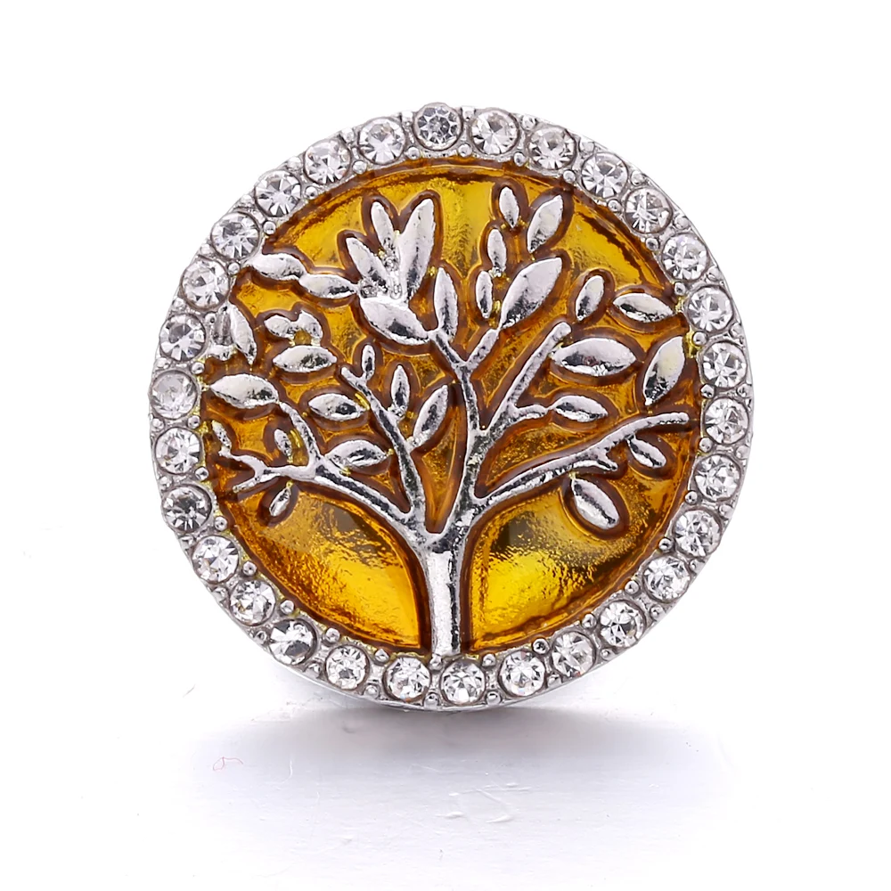 20pcs Rhinestone Tree Of Life 18mm Metal Snap Buttons Fit Snap Bracelet Bangle Necklace DIY Snaps Buttons Jewellery