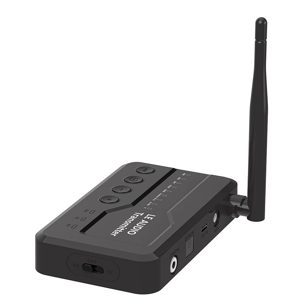 LE 무선 LE 오디오 어댑터(USB/AUX/Opt/Coax 포함) 블루투스 호환 5.3 홈 스테레오 오디오 송신기 어댑터 BT 송신기