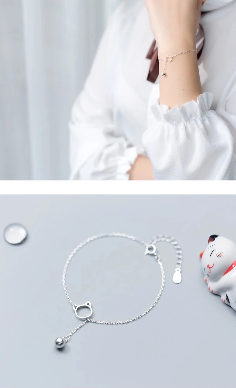 Trendy New Chain Link Cat Lucky Bell Bracelet Tiny Cute - PeticaDeals