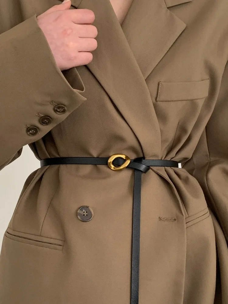 

Luxury Women' Waist Belts Gold Buckle 42in/105cm Elegant Thin Belt Adjustable Leather For Jeans Dress Casual Decor Ladies Belt