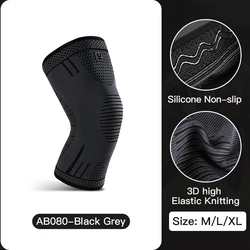 Compression Knee Support Sleeve - Elastic Breathable Knee Pads with Springs for Sports and Gym Activities (AB080-BK)