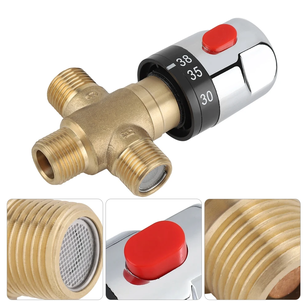 

1Pcs Brass Thermostatic Mixing Valve Constant Water Temperature Shower Faucet Valve Thermostat Bathroom Kitchen Tap Valve