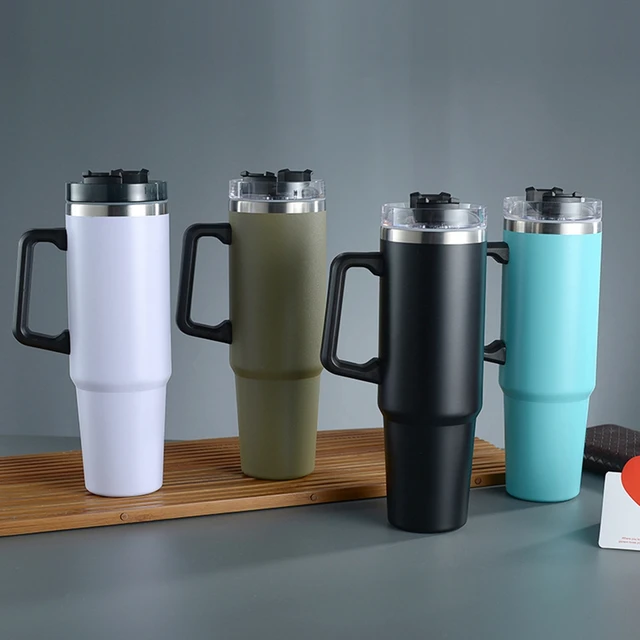 40oz Thermos Flask with Handle with Straw Stainless Steel Coffee Termos Cup  Car Mugs Vacuum Maintains Heat Cold And Ice - AliExpress