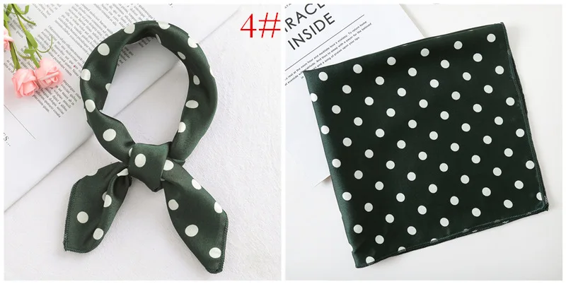 Dot Print Design Luxus Kleine 50 cm Platz Frauen Seidenschal Taschentuch Haarband Dekorieren Schals Bandana – Detail 22