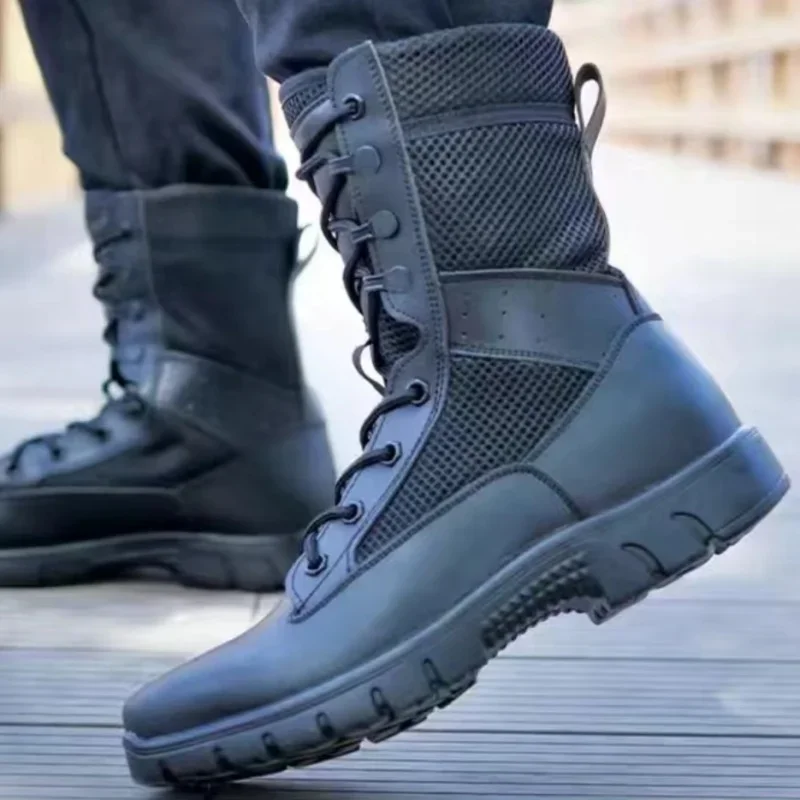 Summer Breathable Tactical boots Mesh Boot Waterproof Soft Shoe Wear-resistant Combat boot anti-skid Outdoor Hiking Walking Boot