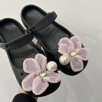 Clogs Flower Designer Slippers Women Summer Ballet Shoes Charms Decorations Diy Accessories Sandals Girls Sweet Soft Non-Slip 1