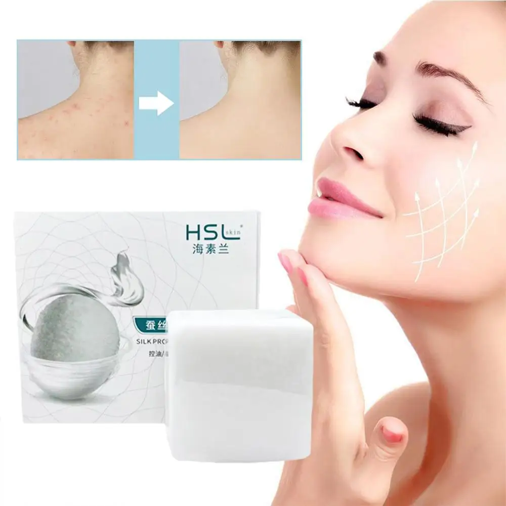 Goat Milk Soap Silk Protein Mask Soap Remove Blackhead Moisturizer Control Acne Deep Care Oil Whitening Body Mites Cleaning L1T3