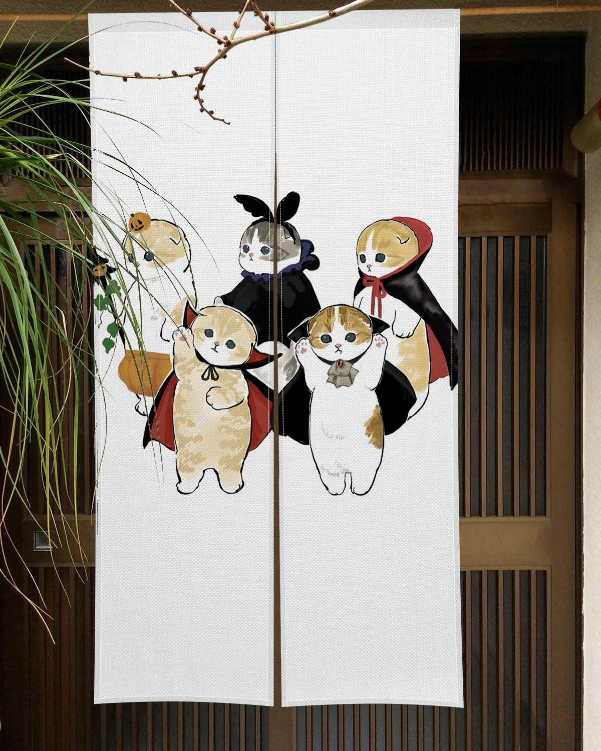 Cute Funny Cat Door Curtain Noren Room Kitchen Shoe Cabinet Partition Blocking Curtain Bedroom Entrance Decorative Half Curtains 6