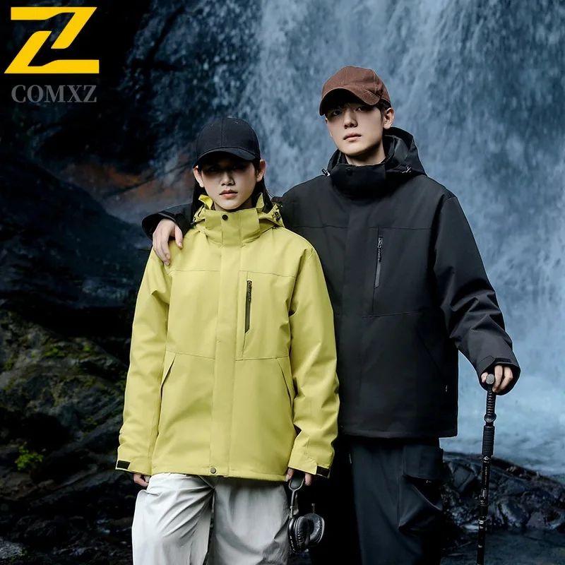 COMXZ Casual Hooded Mens Jacket Thickened Snow Skiing Windproof Warm Parka Fashion Lightweight Cold Resistant Winter Zipper Coat