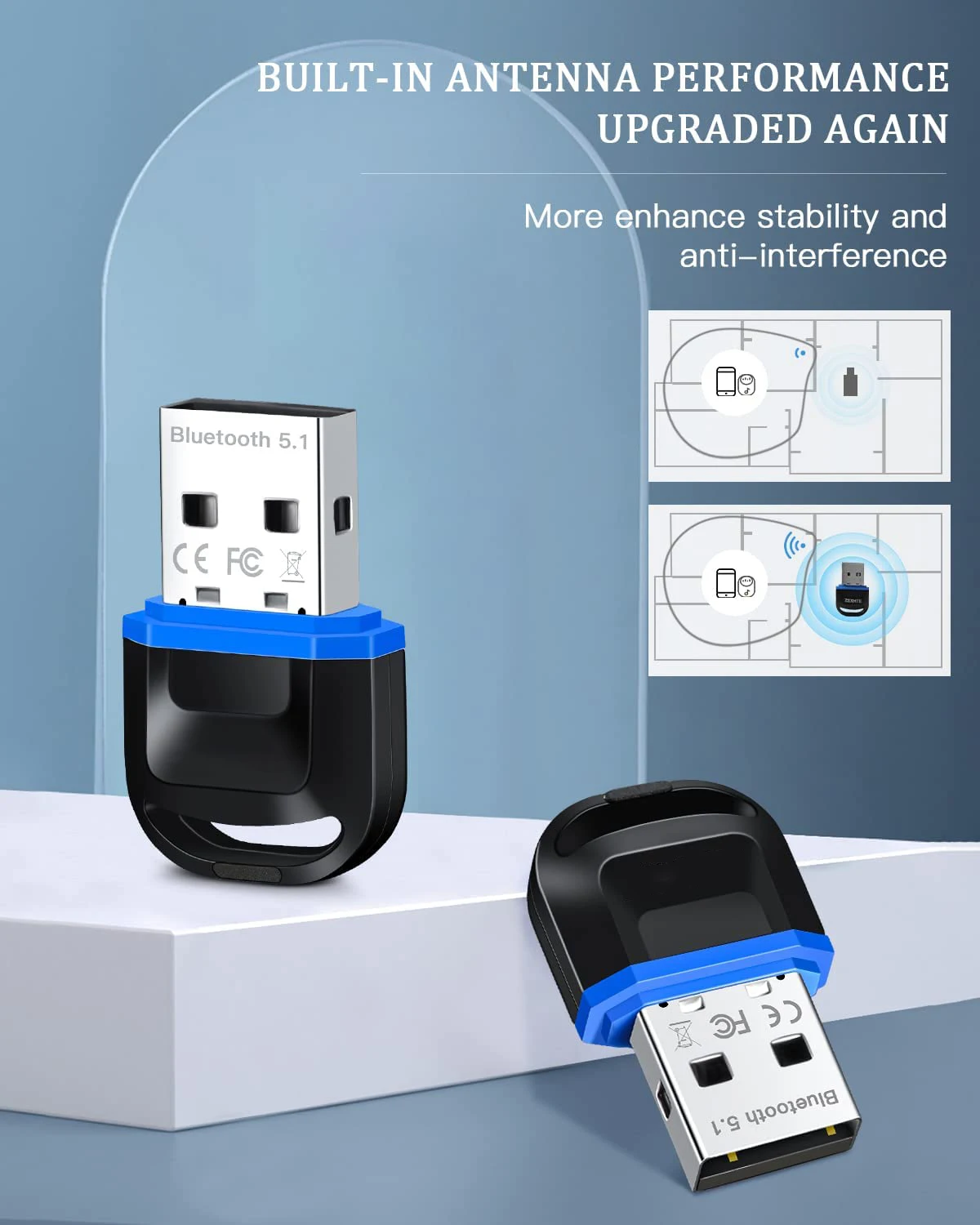 Адаптер ELECTOP Bluetooth 5,1, Мини USB-Ключ, Bluetooth-Наушники.