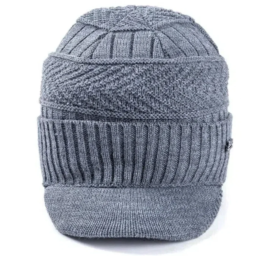 Heißer Verkauf Unisex Warme Wintermützen Plüschfell Gefütterte Warme Mütze Mit Krempe Outdoor Strickmützen Für Männer & Frauen – Detail 17