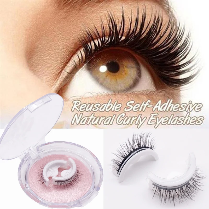 Reusable Selfadhesive False Eyelashes Natural Multiple Reversible Glue
