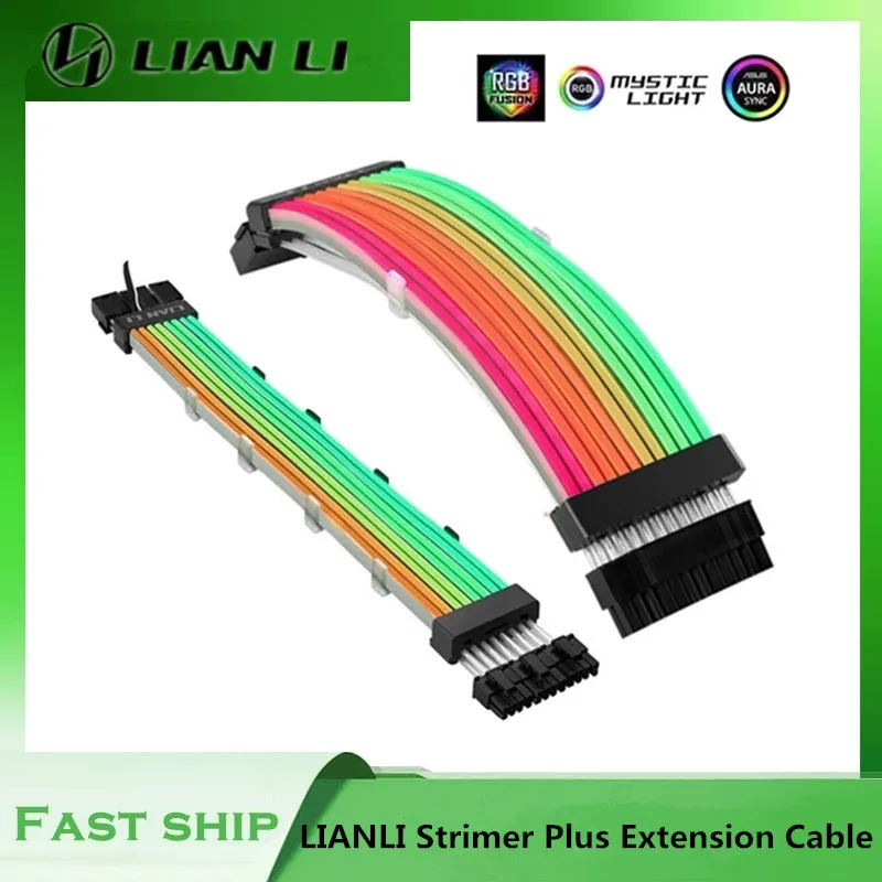 Lian li Strimer Plus Argb Cabo de Extensão 24pin Motherboard Extensão Gpu Duplo Triplo 8pin Extensão Strimer Rainbow Cable