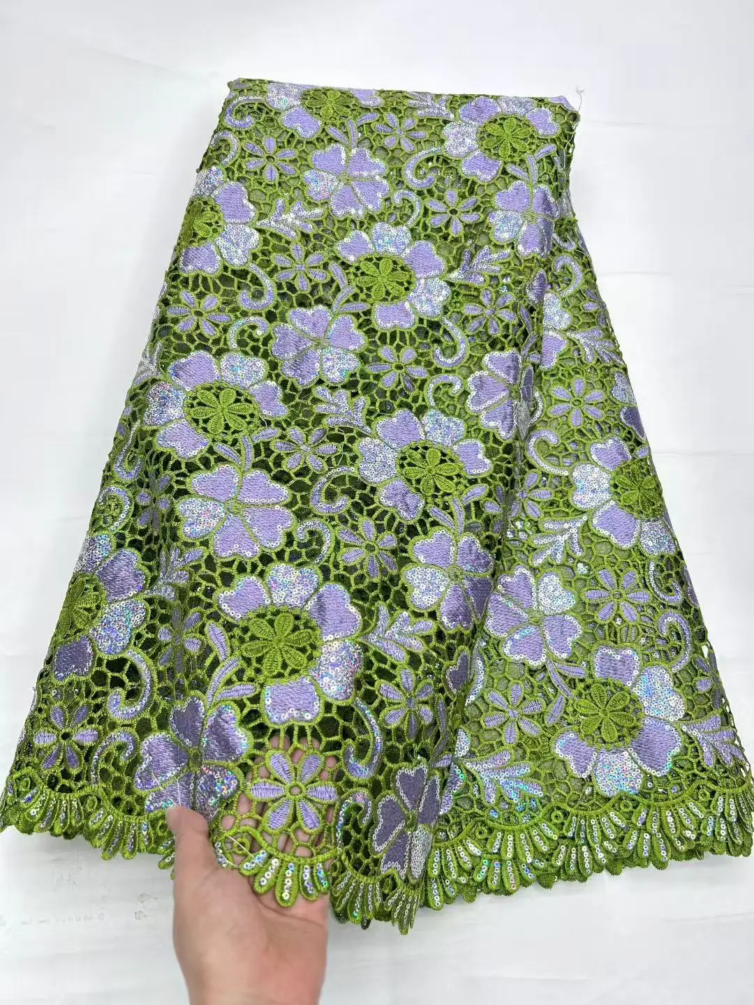 Tissu africain en dentelle Guipure à paillettes, 5 Yards, blanc, nouvelle dentelle Soluble dans l'eau nigériane pour femmes, couture de robes, 2025