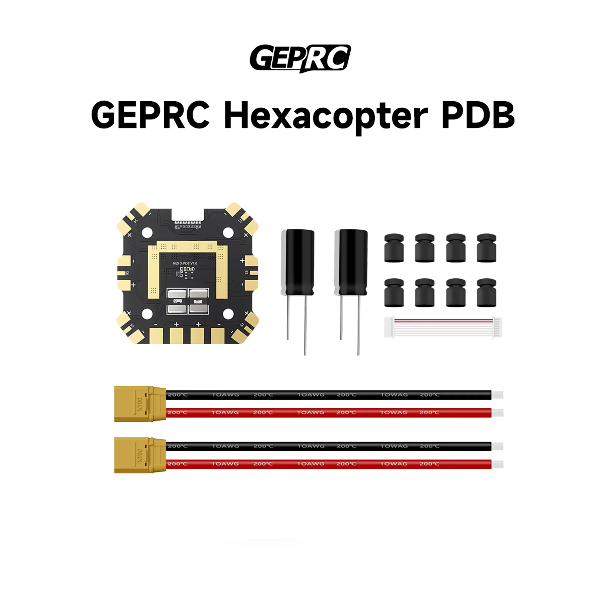 Kit ESC et PDB Hexacopter pour Drone FPV - Performances et Fiabilité, présenté sur fond noir avec éclairage.