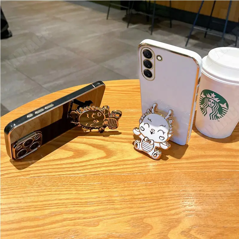 Coque plaquée Dragon mignon pour Samsung Galaxy S21, S20, S22 Ultra, S23, S21plus, S20FE, S10, S9, S8, Note 10, 20 Plus_voghion.com