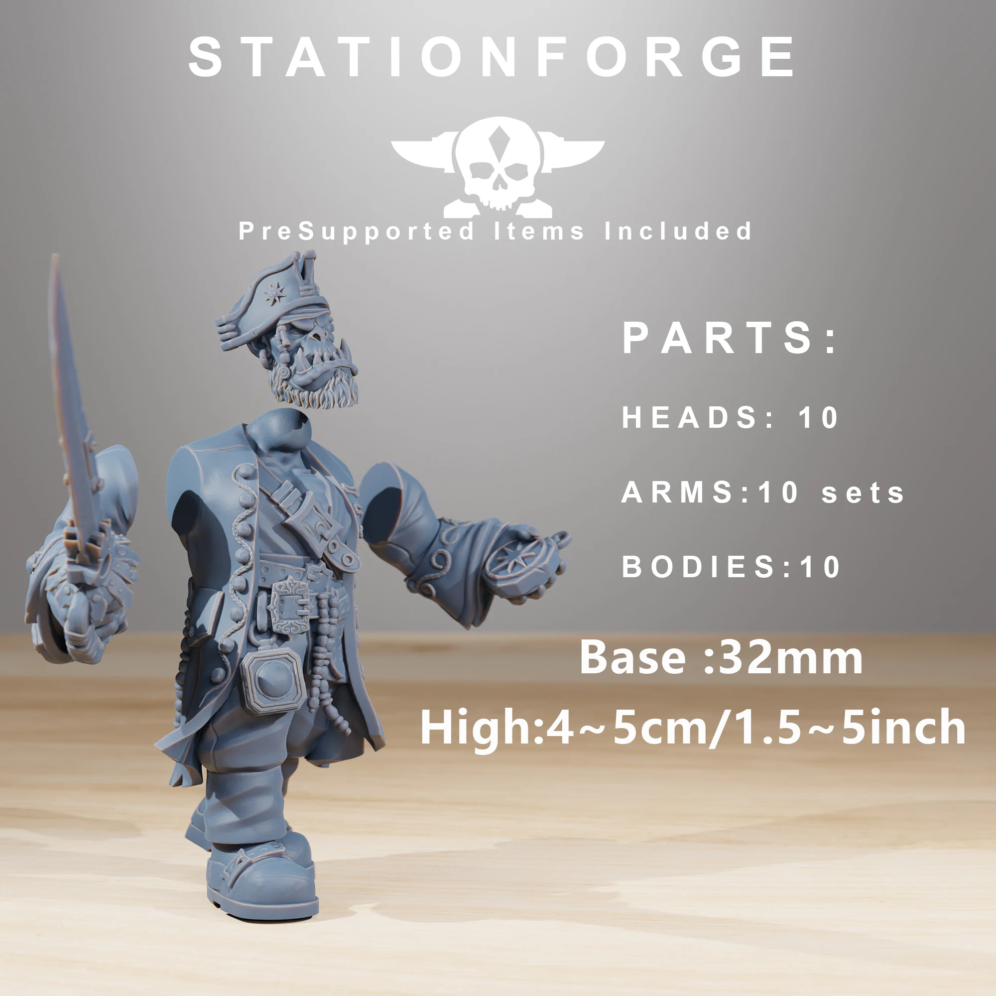 오크 해적단-ABS 수지 소재 미니어처-테이블탑 워게임 액세서리-수집품 및 장식품