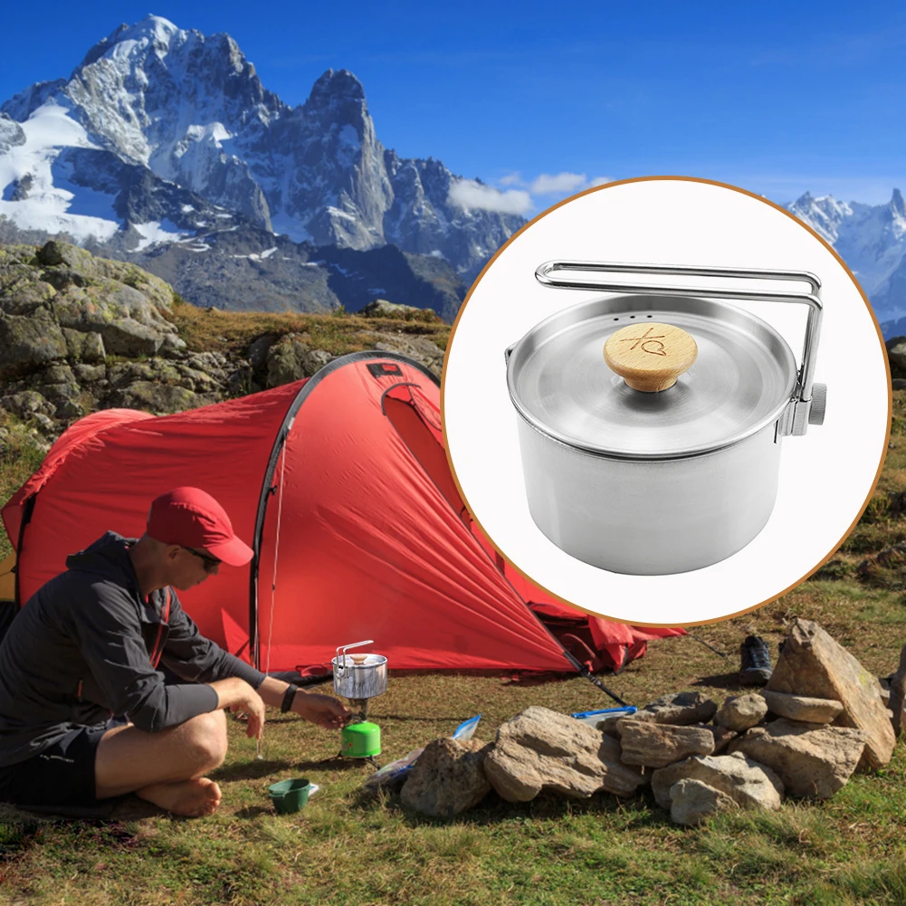 Bouilloire De Camping Casenly 0.8L Acier Inoxydable - Portable Ultra Légère Avec Poignée Anti-Chaleur