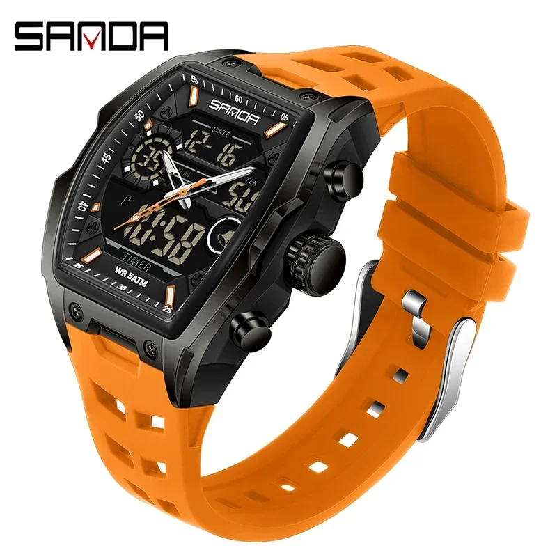 SANDA Men's Sports LED Analog Digital Chronograph Watch