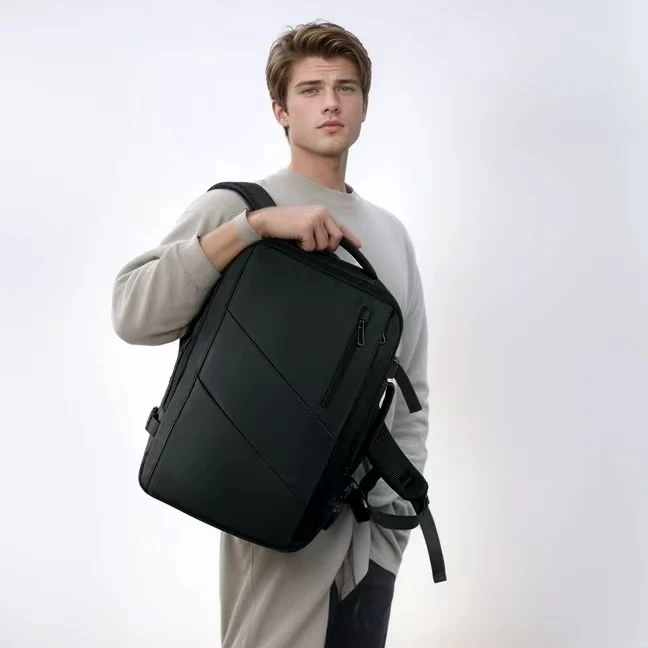 EleJrny Men Business Capacity 17.3Laptop Backpack Large Capacity Expandable Backpack Waterproof USB Travel backpacks men camping