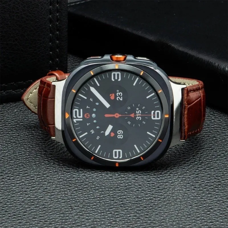 Premium Leather Strap Bracelet for Galaxy Watch 8 Ultra - No Gaps Design, 40mm/44mm Classic