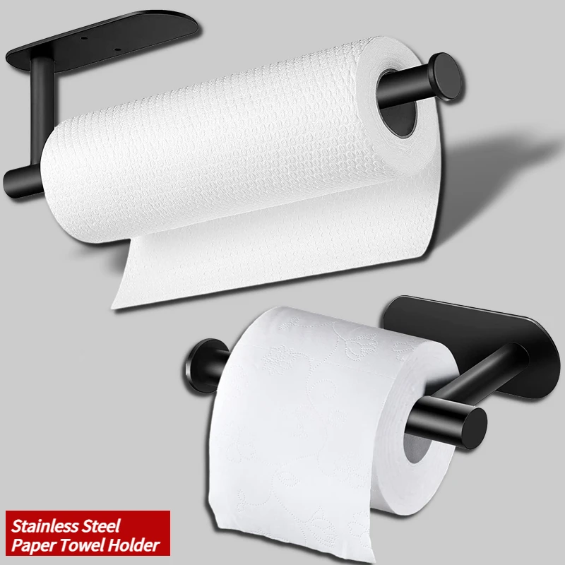 Porta papel de baño soporte de rollo papel higienico con pegamento acero  inox