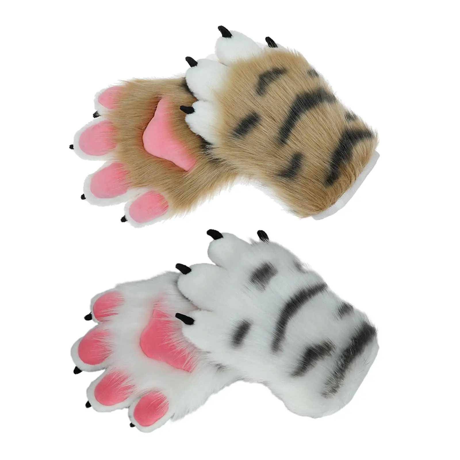 

2Pcs Gloves Warm Paw Shape Animal Plush Hand Gloves for Cosplay Halloween Presents Fancy Dress up Party Girlfriend
