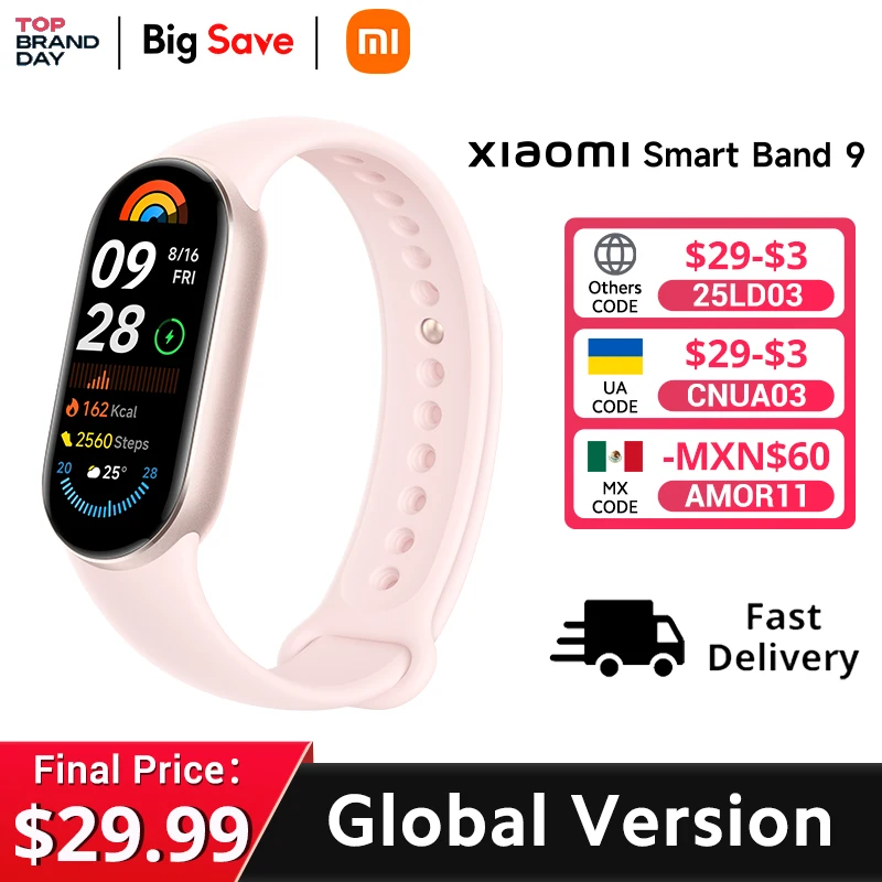 Global Version Xiaomi Smart Band 9 21-day Battery Life 1.62″ AMOLED Display 150+ Sports Modes Sleep Monitoring
