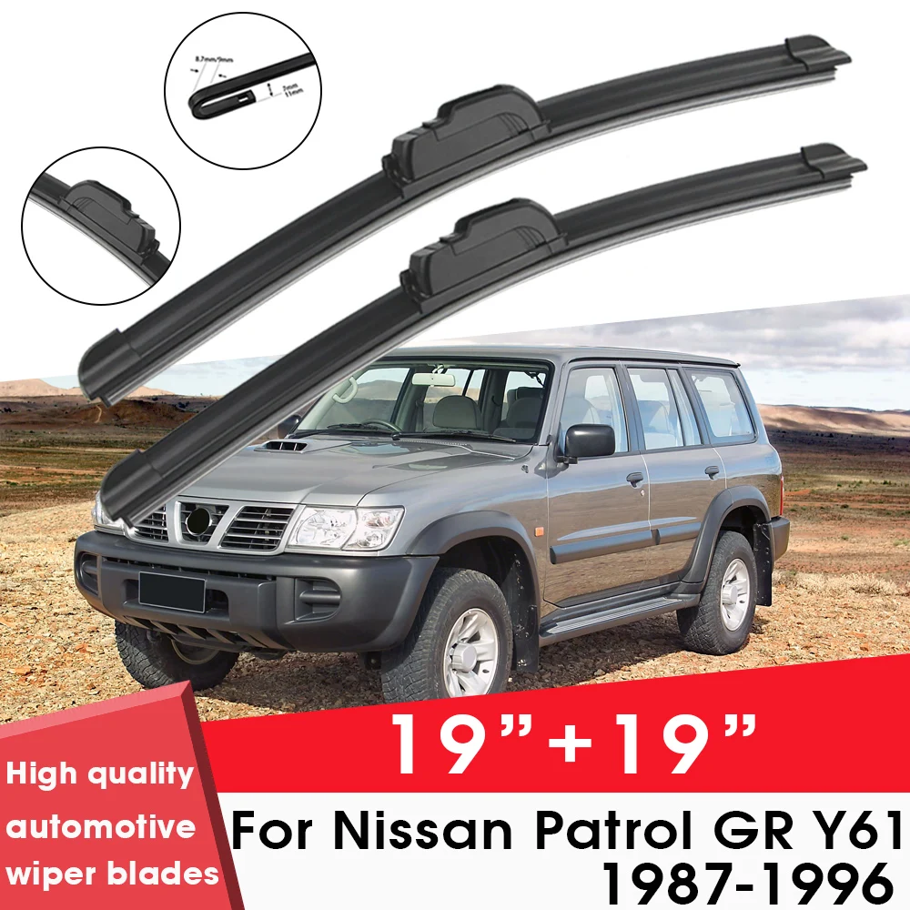 

Car Wiper Blade Blades For Nissan Patrol GR Y61 1987-1996 19"+19" Windshield Windscreen Clean Rubber Silicon Cars Wipers