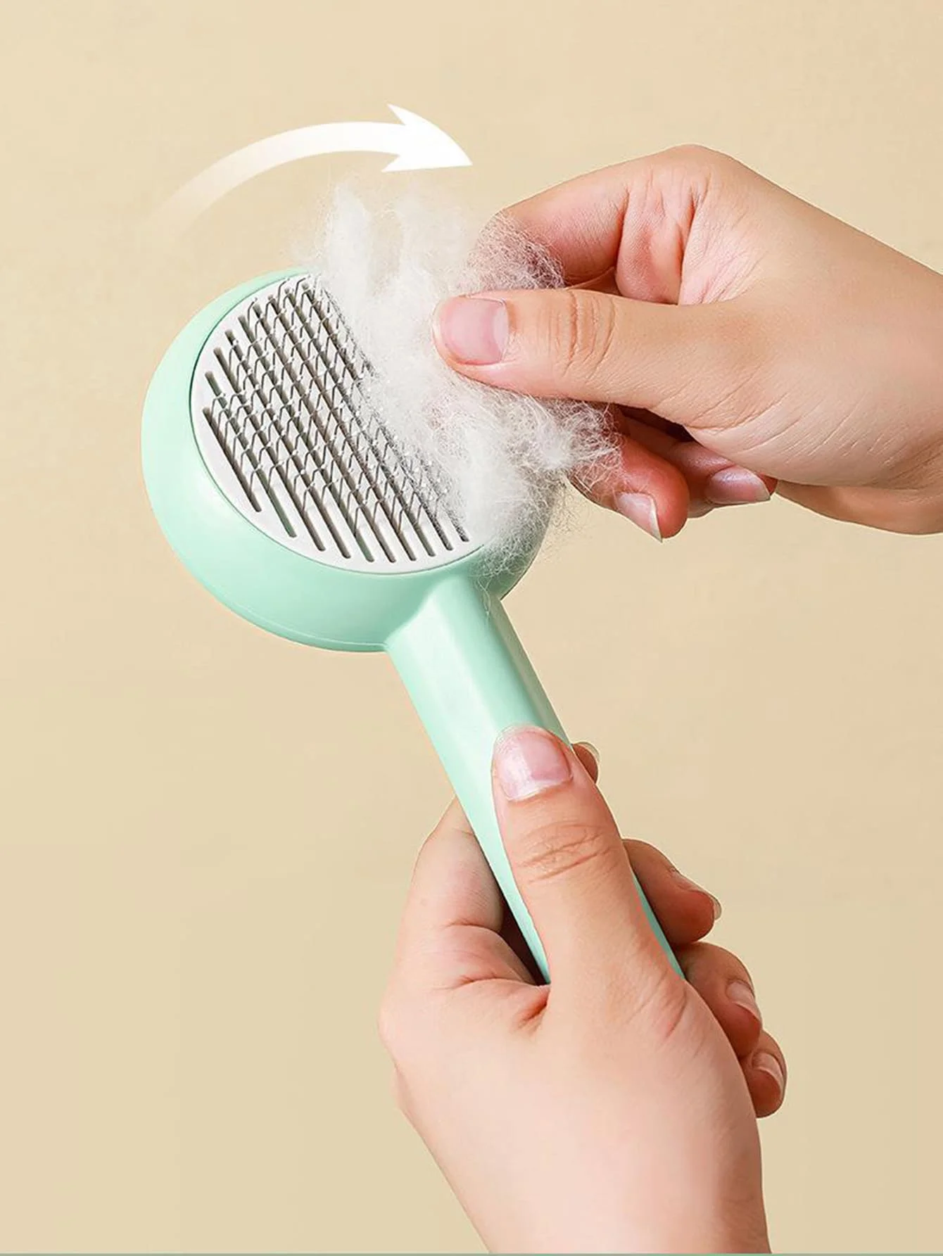 1pc-Flower pet cat comb stainless steel needle massage cleaning needle comb one click self-cleaning