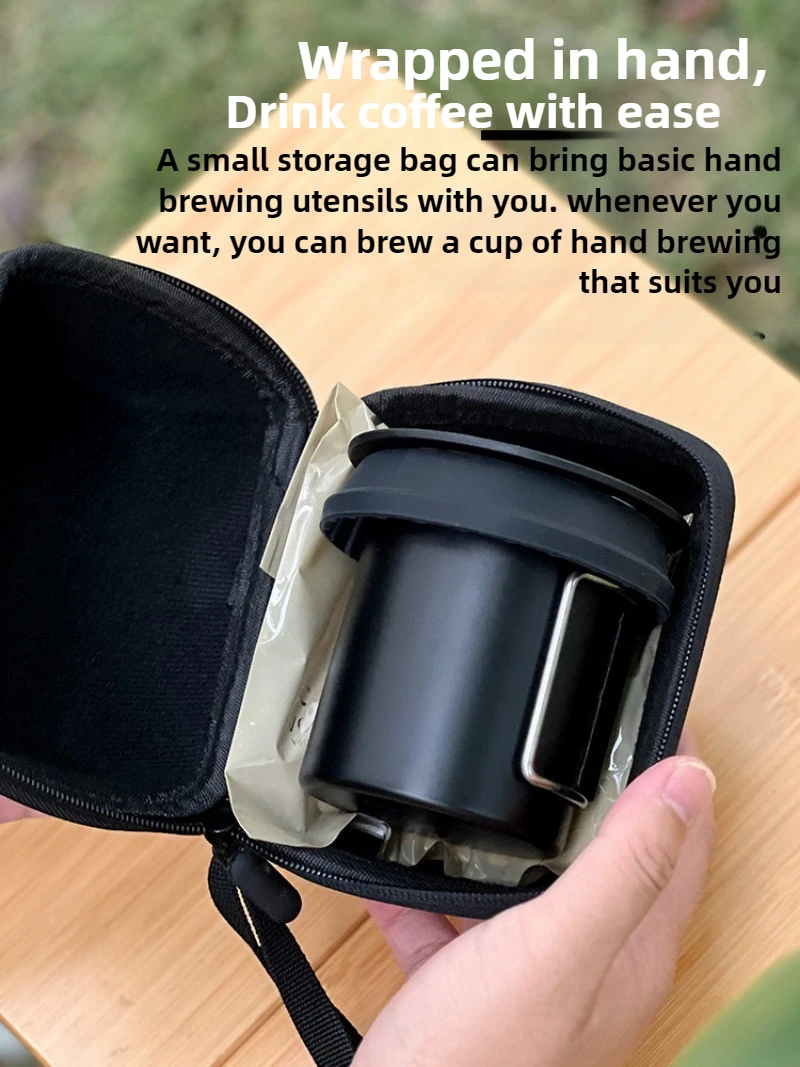 Hand Brewed Coffee Set Travel Car Camping, Portable Silicone Capsule Coffee Machine Slag-separated with Filter Paper Outdoor