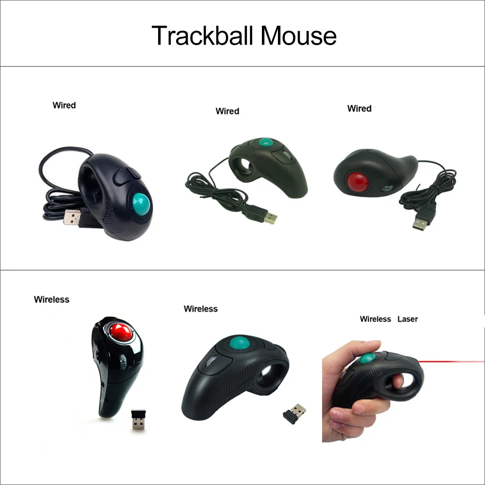Mouse Trackball Ergonômico sem Fio Direita Mão Esquerda com Fio Usb Óptico Portátil Air Laser Mice para pc Tablet Laptop Computador - Imagem 3