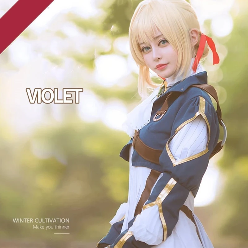 Anime Violet Evergarden Cosplay Costume High Quality Princess Maid Dress Wig Shoes Halloween Carnival Prom Skirt For Woman