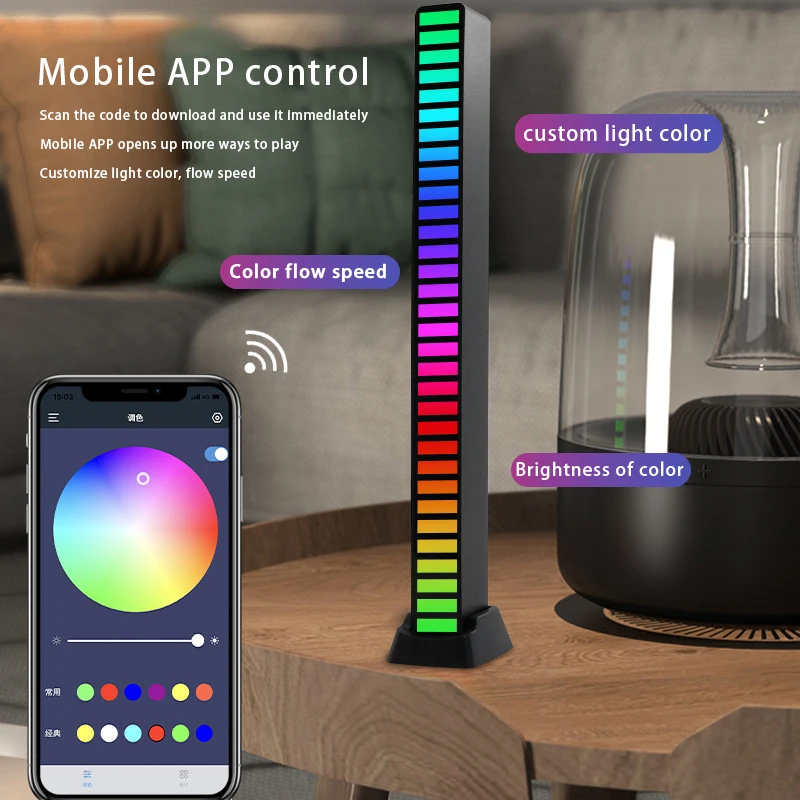 RGB LED light bar music sound control ambient lamp for bar car room TV gaming decoration
