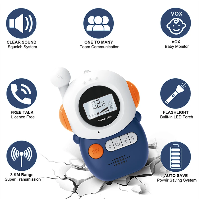 Kids Walkie Talkie 2PCS Electronic Toys Children Spy Gadgets Baby Radio Phone 3km Range Christmas Birthday Gift For Boys Girls 4