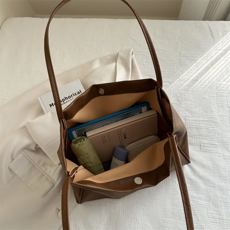 Faionable Large Capaci Soft Leather Casual Commuter Women's Bag Tote Bag Single oulder Bag Trendy Versatile Commuting Handbag