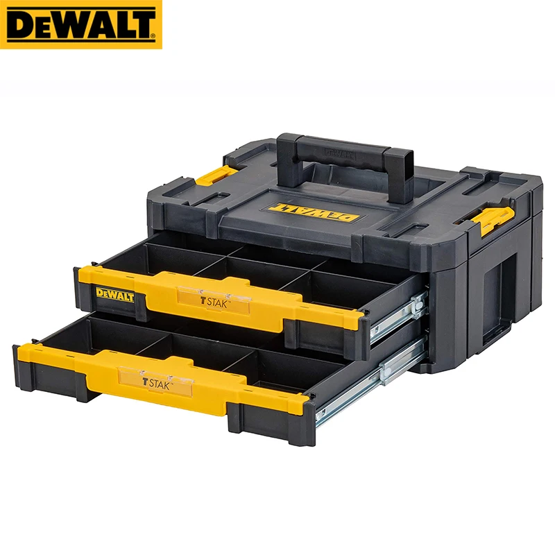 DEWALT DWST1-70706 T-STAK IV Tool Storage Box with 2-Shallow Drawers Double  Layer Stackable Accessory Parts Case