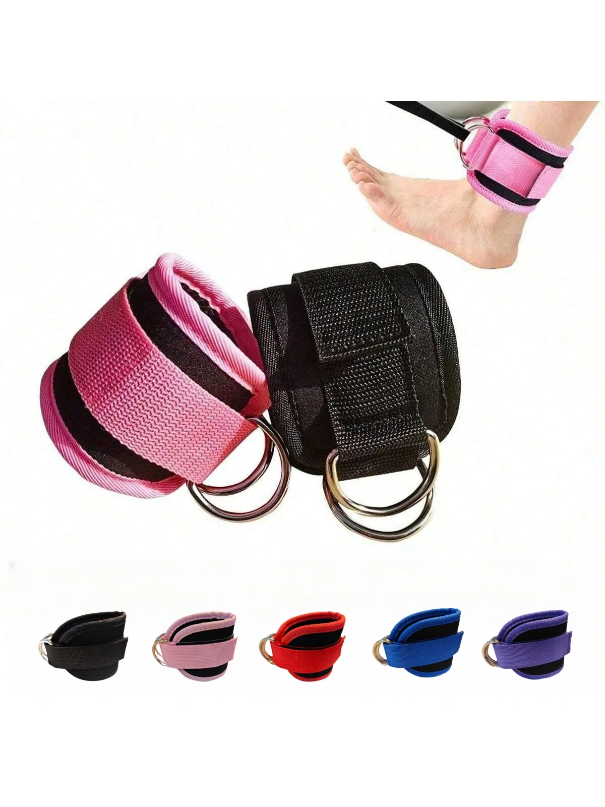 Fitness Ankle Straps Adjustable D-Ring Support Cuffs Gym Leg Strength Workouts Pulley Buckle Sports Guard Safety Abductors