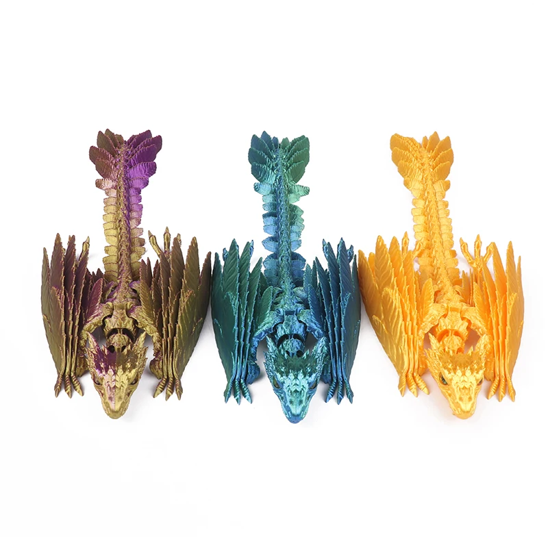 3D 프린팅 드래곤 Archaeopteryx 시뮬레이션 모델 장난감 장식품, 전체 관절 깃털, 이동 및 개방 가능