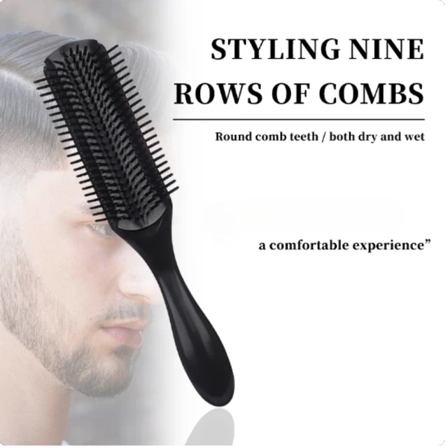 Denman Brush Curly Hair Brush 9-row Detangling Hair Brush Barber Comb Scalp Massager for Women Men Home Salon Straight Wet Comb