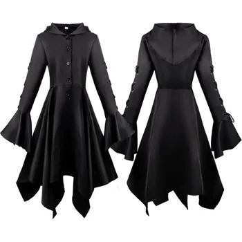 New European And American Medieval Hooded Clothing Gothic Style Slim Irregular Dress
